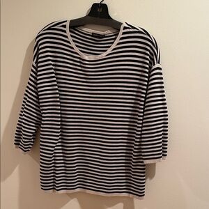 Eileen Fisher Silk & Organic Cotton Interlock Stripe Pullover